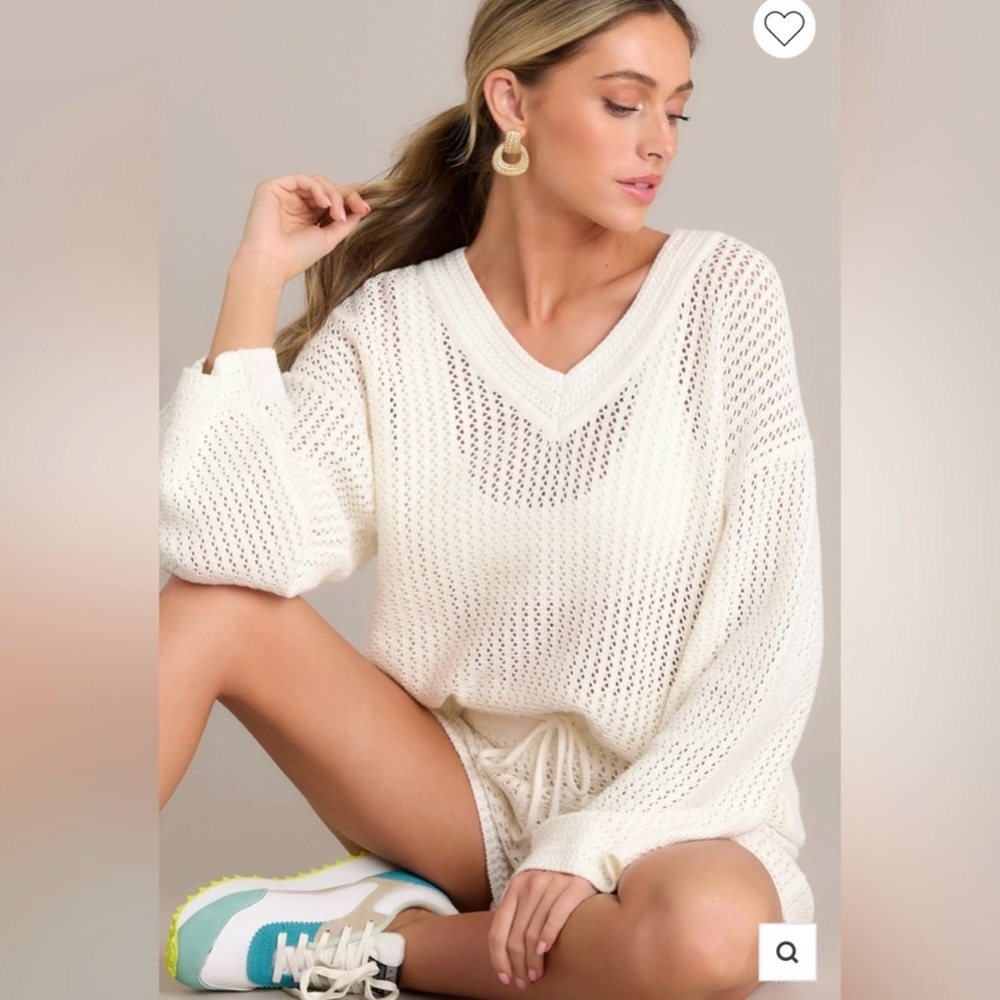 Z Supply Kiami White Crochet Sweater (L) - Picture 3 of 9